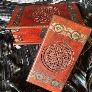 Celtic Knot Chest Set Large Wood Carved Red Mango