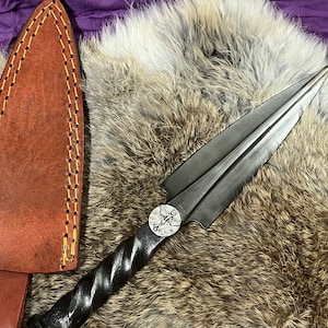 Athame Lunar Moth Moon Phases Hand Forged Railroad Spike 10.5 Inches Heavy (dagg-1105) Ceremonial Blade