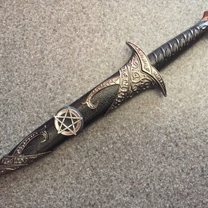 Athame - Large Pentagram Stainless Steel Double Sided Unsharpened Blade (dagg-1003)