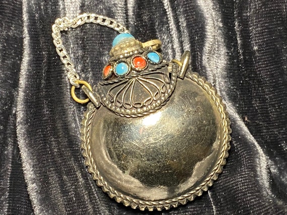 Vintage Tibetan Silver Snuff Bottle Pendant With Spoon 1.5   Etsy