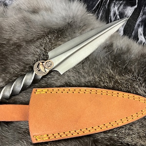 Athame Copper Raven Celtic Moon Pentacle Hand Forged Railroad Spike 10.5 Inches Heavy Ceremonial Blade (DAGG-1129)