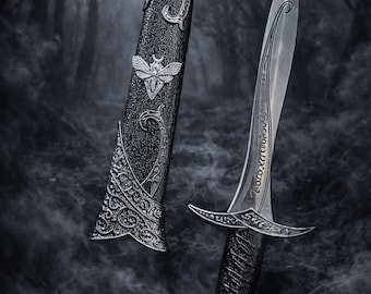 Athame - Horned Moth Celtic Stainless Steel Double Sided Unsharpened Blade (DAGG-1131)