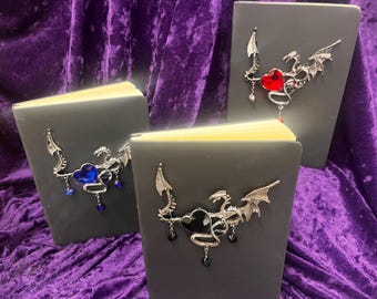 Dragon Heart Leather Journal: Lined Paper, Elastic Closure Choice of Black, Red or Blue