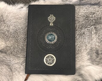 Journal Ocean Jasper Celtic Cross Pentacle Grimoire Book of Shadows 5.75" x 8.25"