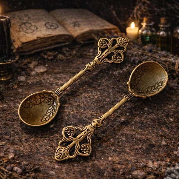 Mini Vintage Tibet Bronze Incense Spoon and/or Fork Hand Cast  