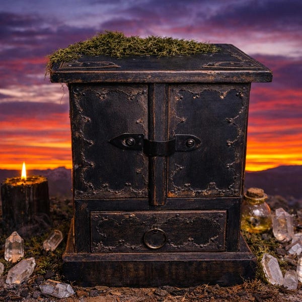 Grande armoire d'apothicaire noire à trois tiroirs lourde 10 x 7 pouces (APTH-1014)