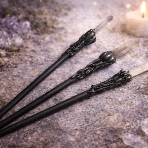 Witch's Needle - Stainless Steel Heavy Crystal Point Pewter Black