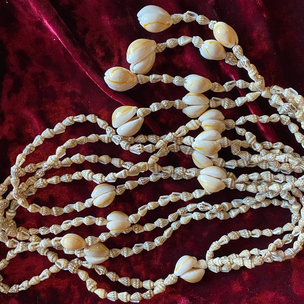 SALE! Seashell Macramé Plant Hanger Cowrie Shells 32 Inches Handmade (deco-1099)