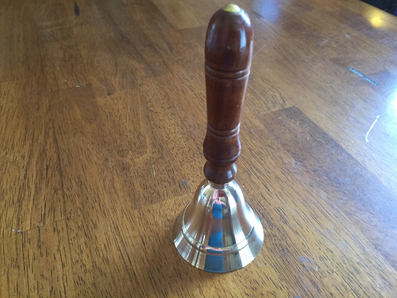 Wood Handle Brass Altar Bell 3 Inches image 2