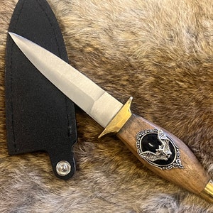 Athame - Brass and Wood Handle 7.5 inches Samhain Bat Black