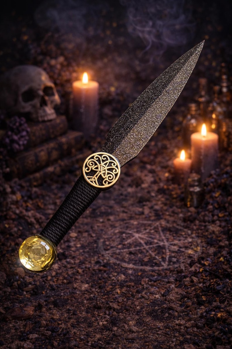 Apple Tree Dagger Athame / Dagger - Small - Black / Purple Metallic Silver Tree of Life ...