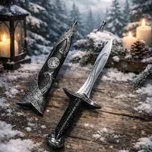 Athame - Raven Moon Phases Celtic Stainless Steel Double Sided Unsharpened Blade (DAGG-1136)