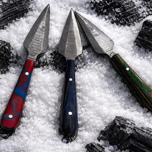 3 Damascus Bosom Athame Dagger Sheath Wood Resin Handle Handmade 5.5 Inches Lot 2