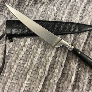 Athame Slim Black Horn Carved Handle Toothpick 7 Inch Leather Braided Handmade Sheath (tpck-1000)