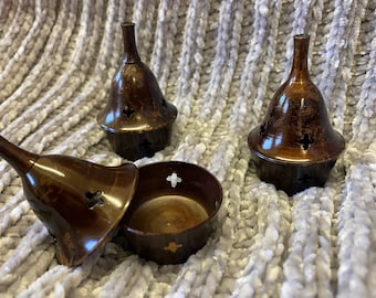Incense Burner Solid Brass with Heat Treated Brown Paint Cone or Stick 2 Inches