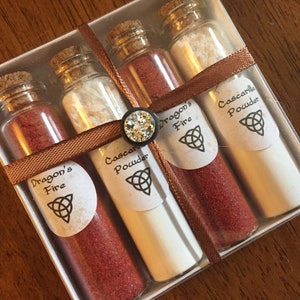 4 Bottles Cascarilla Powder & Dragon&#39;s Fire Gift Box (2 Vials Each)