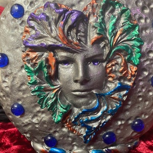 Handcrafted Clay Glass Altar Jar Gaia Mother earth with Cork Glass Stone