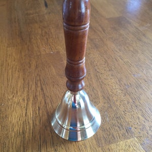 Wood Handle Brass Altar Bell 3 Inches image 1