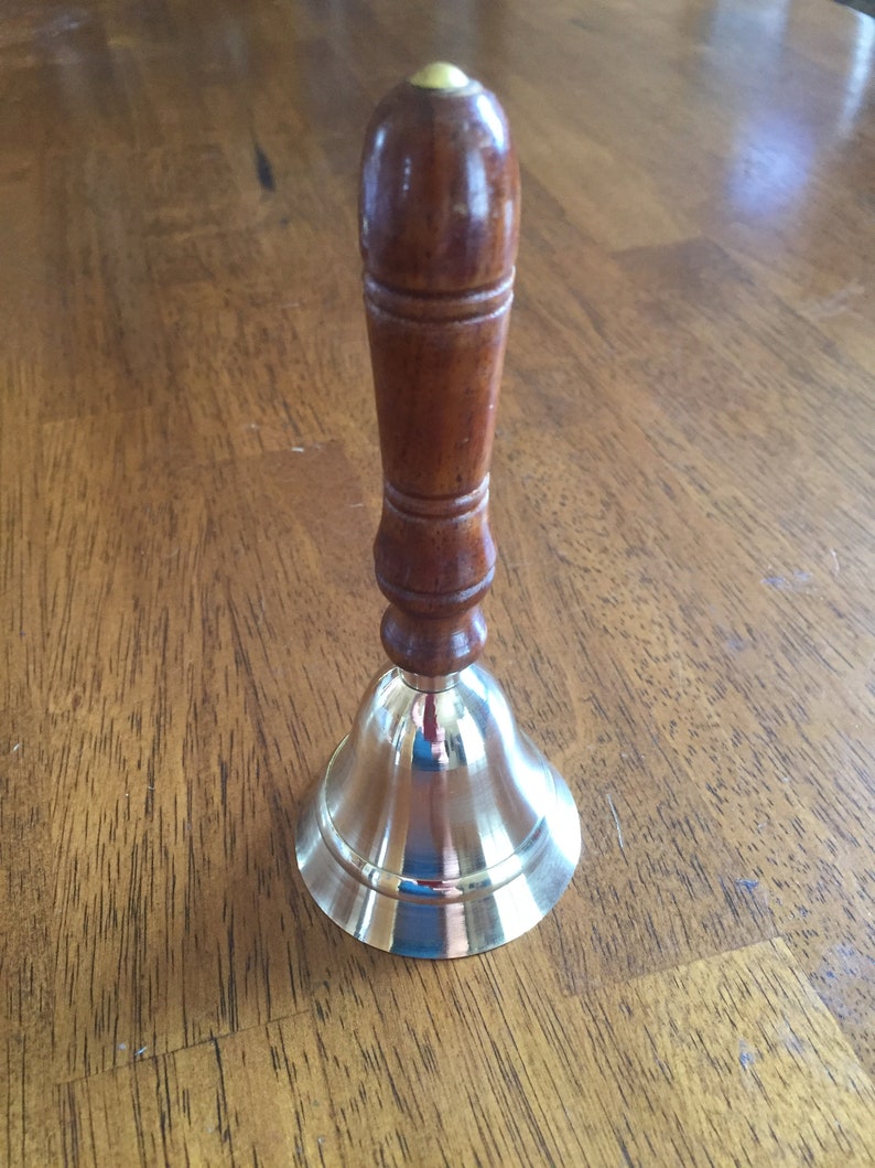 Wood Handle Brass Altar Bell 3 Inches image 1