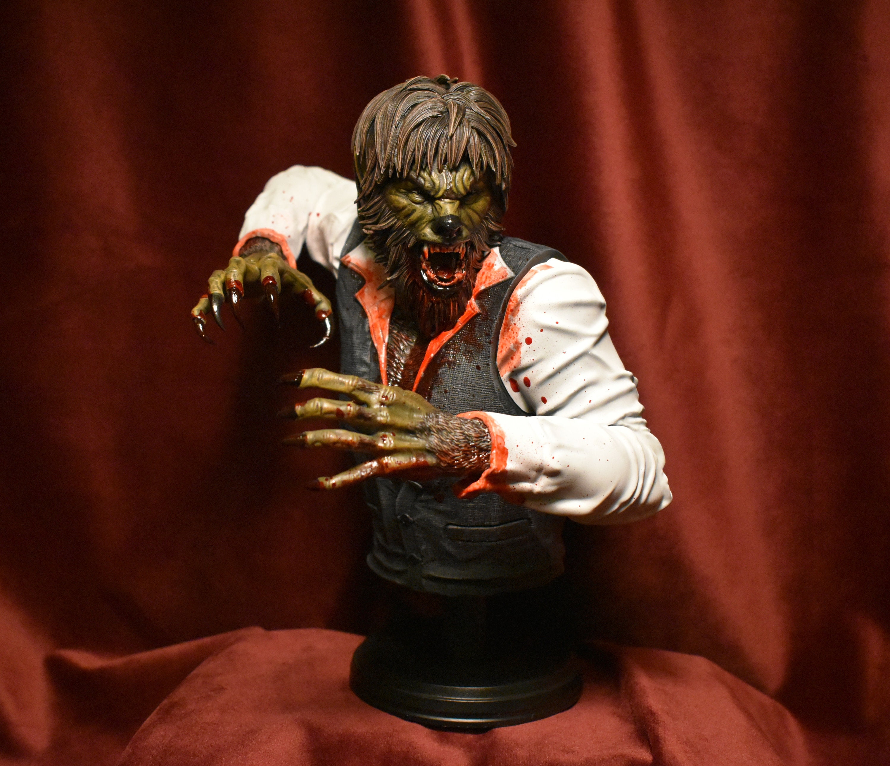 Wolfman Bust - Fan Art Horror Collectible Painting commission