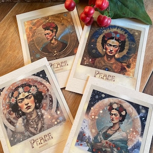 Frida Kahlo PEACE SET di 12 cartoline di auguri stagionali