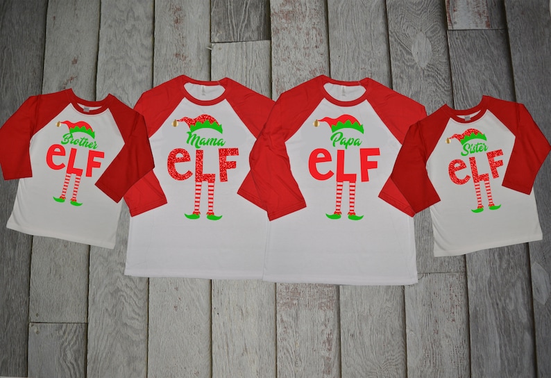 Matching Family Christmas shirts personalized matching tees elf family shirts christmas baseball tees