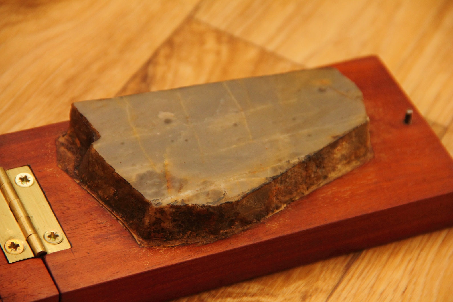 Turkey oilstone sharpening stone in an amazing wooden case Etsy