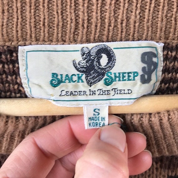 VTG 70s-80s Black Sheep Camo Knit Crewneck Sweate… - image 3