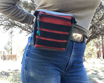 Handmade Upcycled Color Block Utility Pouch Hip/Belt Bag