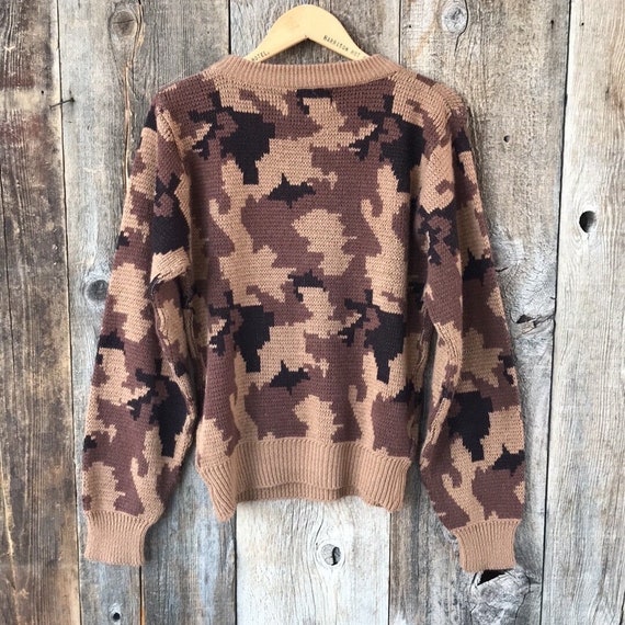 VTG 70s-80s Black Sheep Camo Knit Crewneck Sweate… - image 4