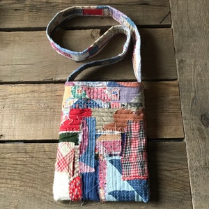 Handgemachte Schultertasche mit Patchwork Patchwork Cottagecore Vintage Stoff Geldbörse OOAK