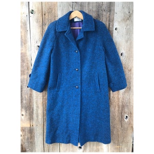 VTG 70s Ferncroft 100% Wool Mottled Blue Overcoat, 11/12P, Union Made