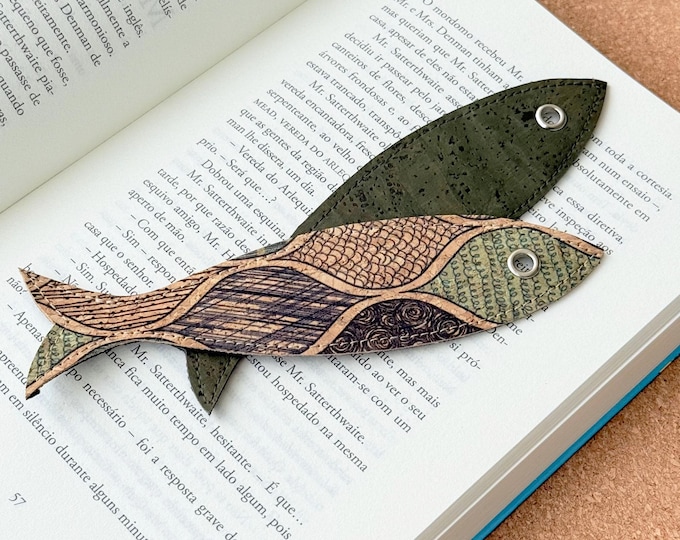 Fish bookmark, Cork bookmark, Fancy bookmark for men and women, Reading accessories, Book lover Gift, Set of 2 bookmarks
