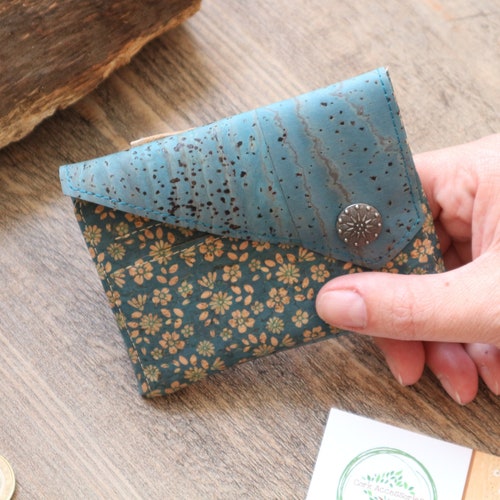 Cute Small Wallet Women Vegan Cork Trifold Etsy