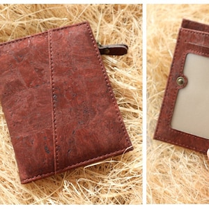 Bifold wallet for men RFID wallet Cork wallet Minimalist wallet Card holder Fossil wallet Bosca wallet Red scarlet