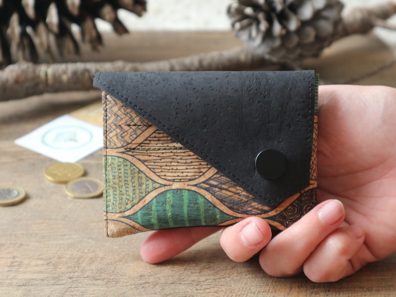 Adorable petit portefeuille pour femme Portefeuille mince végétalien Porte-cartes image 2