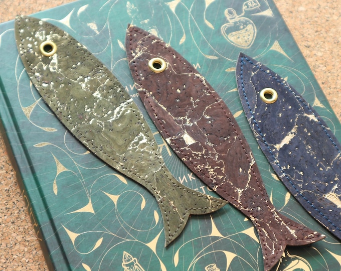 Cork bookmark Cute fish bookmark Book page holder Book marks Unique bookmarks Book Club Sardine bookmark