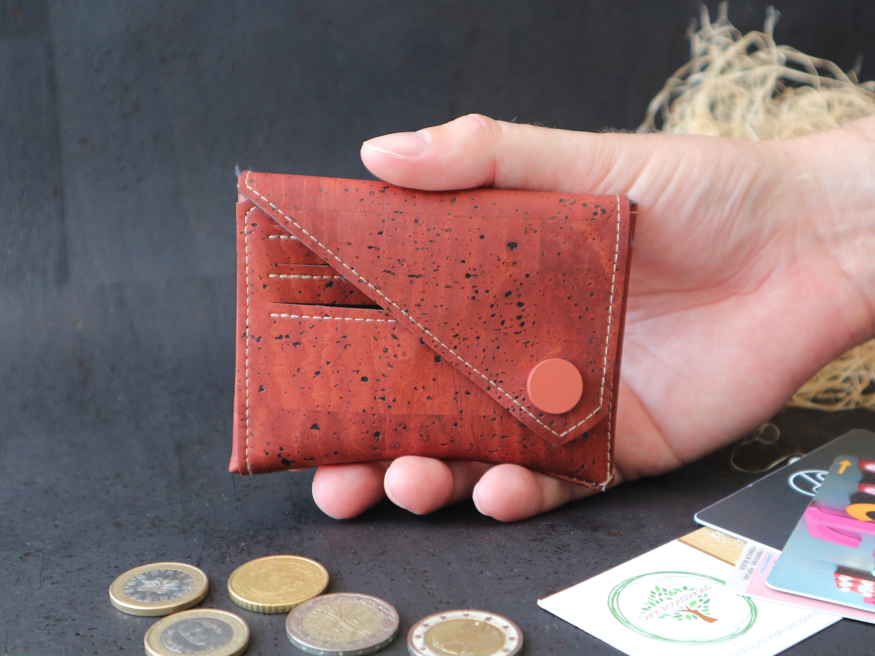 Cork wallet men minimalist Cute compact wallet men Cash wallet men Bike wallet Slim blue wallet eco friendly wallet men