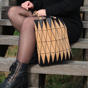 Kork Umhängetasche Handtasche Charme Damen Umhängetasche Kork Einkaufstasche Beige und schwarz Vegan Tasche Leichte Casual Tasche