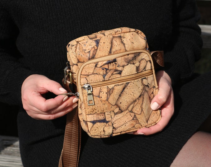 Small crossbody bag vegan for men, Shoulder bag me and women, Messenger bag men, Cork bag, Satchel bag for men
