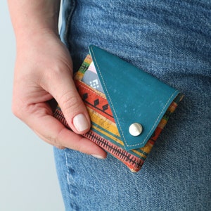 Cork wallet women Small wallet Cute minimal wallet Compact cardholder wallet Boho wallet image 9