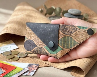 Cork Slim Wallet with Snap Closure – Vegan Card Holder, Minimalist Eco-Friendly Wallet for Women