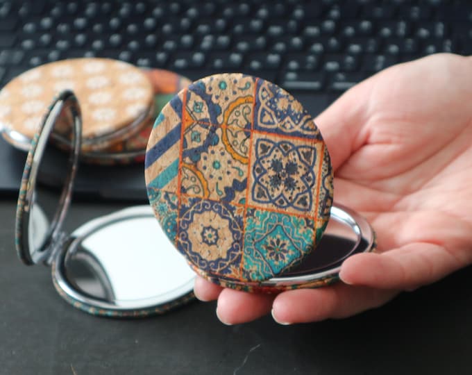 Compact cute mirror Round pocket mirror with magnifier Beautiful mirror Small hand mirror for girls Gift for women