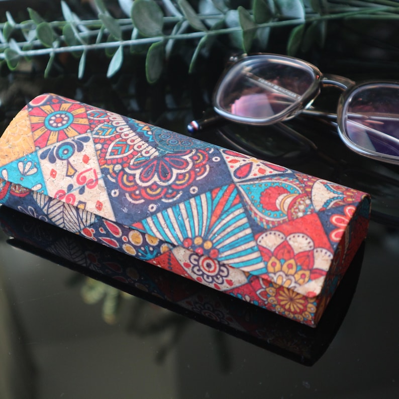 Printed Cork Hard Glasses Case: Stylish Eyeglass Holder Carnival no2