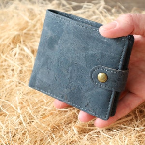 Portefeuille en liège pour homme Portefeuille minimaliste Portefeuille à deux volets Portefeuille rfid Portefeuille bosca Portefeuille fossile Dark blue