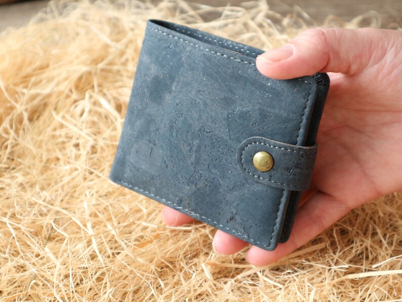 Portefeuille en liège pour homme Portefeuille minimaliste Portefeuille à deux volets Portefeuille rfid Portefeuille bosca Portefeuille fossile Dark blue