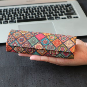 Glasses case Cork case Eco case Eyeglass case Hard case for glasses Colorful Tiles