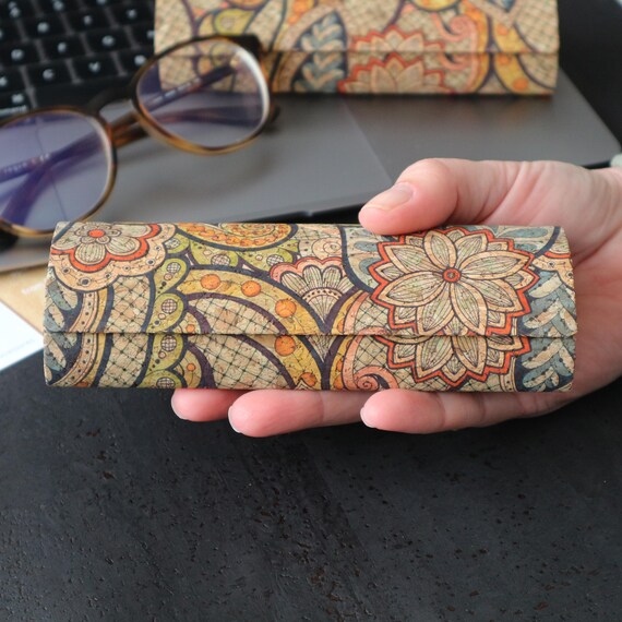 Printed Cork Hard Glasses Case: Stylish Eyeglass Holder
