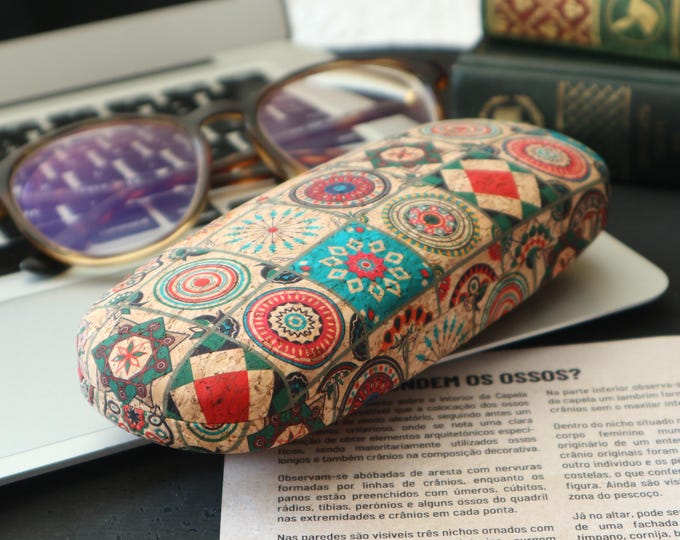 Cork Glasses Case Hard Thin Womens Eyeglass Cases Colourful Sunglasses case small patterned case