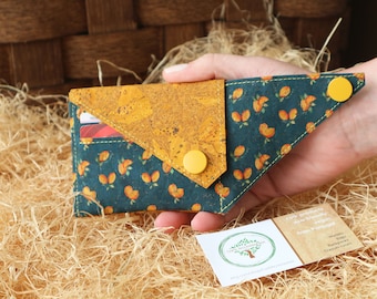 Portefeuille en liège pour femme Portefeuille compact jaune citron Petit portefeuille Titulaire de la carte pour femme Joli portefeuille